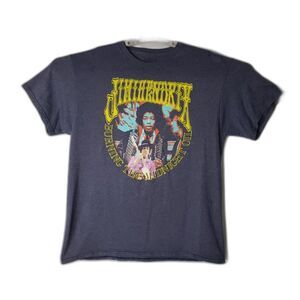 Rockin Artwork Jimi Hendrix Burning The Midnight Oil Blue T Shirt Size Large